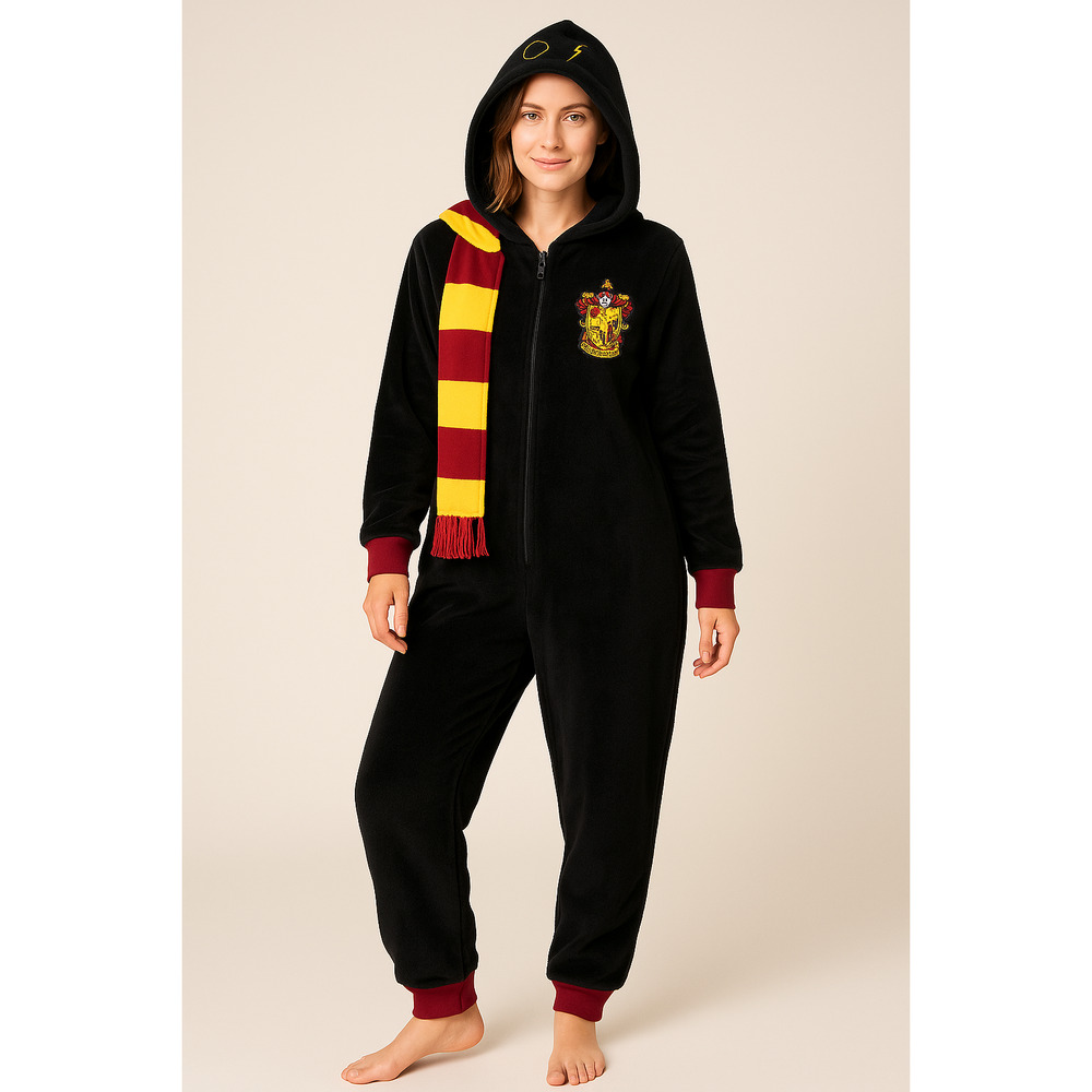 Harry Potter Gryffindor Fleece Pajama Jumpsuit Onesie Hoodie – Size L